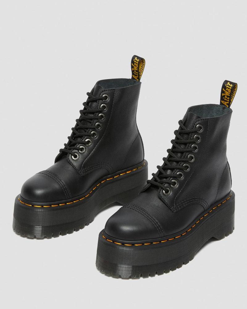 Botas Plataforma Dr Martens Sinclair Max Pisa Cuero Mujer Negros | MX 526UZG